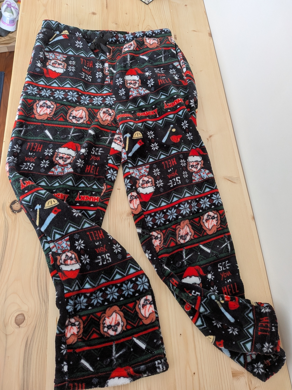 Men's Black Holiday Fleece Joggers with Festive Print